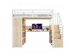 Lit mezzanine 90x200 cm <strong>STILVORA</strong>  <strong></strong> coloris blanc