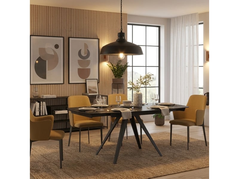 Table extensible en céramique et métal glide - effet marbre noir - Conforama B