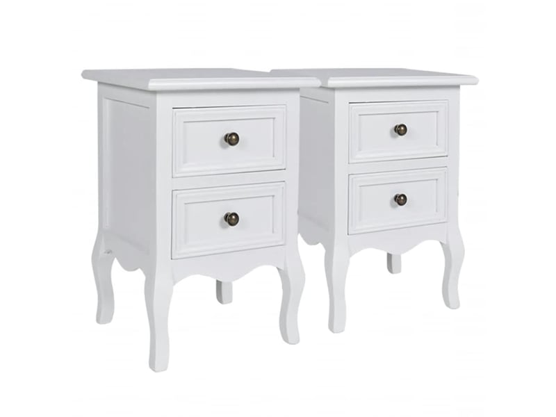  Lot de 2 table de chevet - cabinet de chevet - table de nuit avec 2 tiroirs mdf blanc  - Conforama A