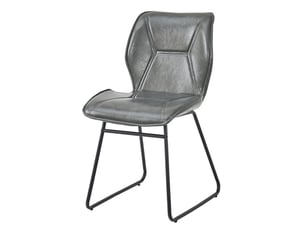 Lot de 2 chaises rembourrées en cuir gris et métal noir