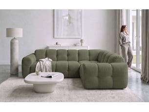 Canapé d'angle droit fixe MIUFORM Picco 6 places Tissu Vert forêt