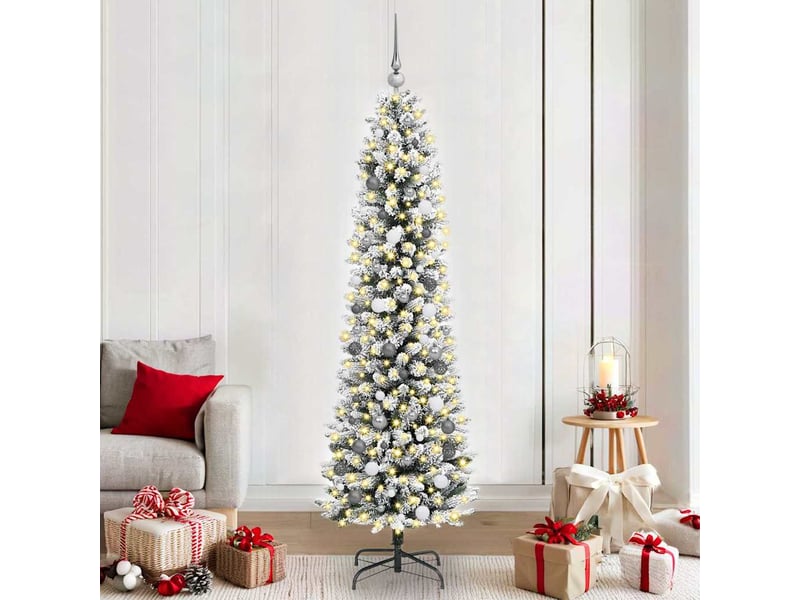  Sapin de noël, arbre de noël artificiel blanc 210 cm pvc, métal et plastique cf61283  - Conforama B