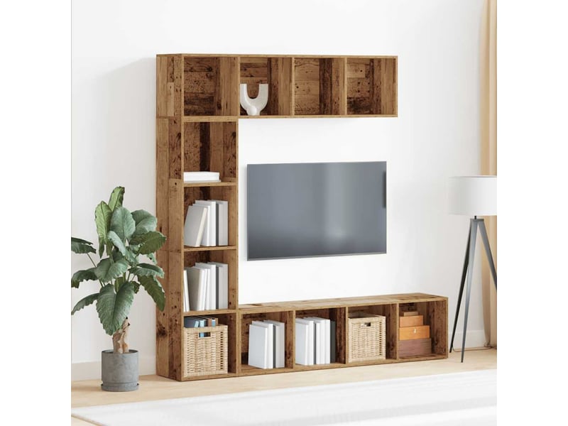 Bibliothèques 3 pcs vieux bois bois d'ingénierie - Conforama C
