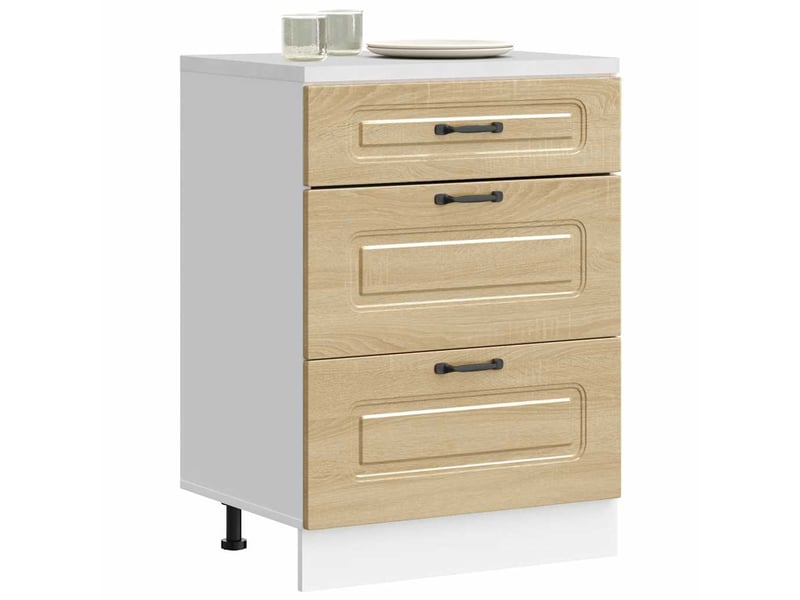 Meuble de rangement, armoire de cuisine kalmar chêne sonoma bois d'ingénierie shl863 - Conforama B