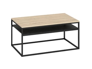 Table basse avec 1 niche ouverte, design industriel bicolore, pour salon, 100 × 59,8 × 47 cm, en bois et métal, chêne