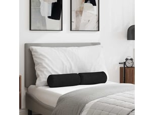 Lot de 2 coussins d'accent, coussins décoratifs, coussins lombaires tissu noir ø 15 x 40 cm cf56702