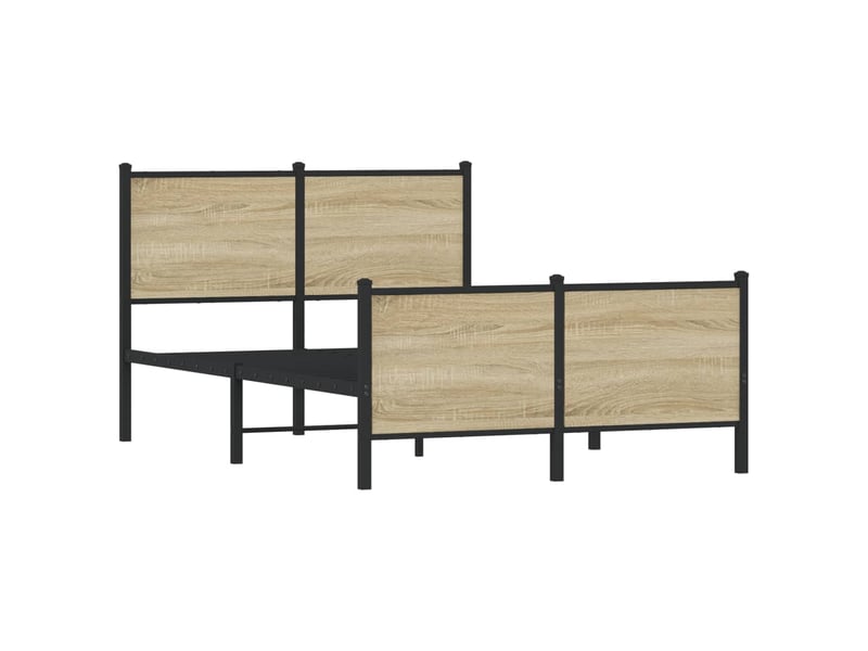  Lit double- lit adulte -  cadre de lit en métal sans matelas chêne sonoma 120x190 cm  - Conforama B