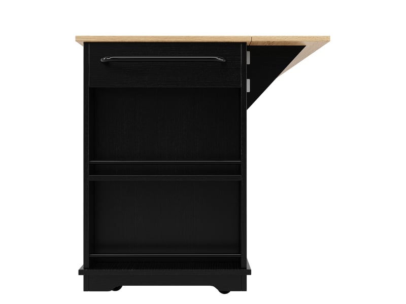 Îlot de cuisine avec plateau rabattable et rangements en mdf 151,5×60×91,7 cm noir et naturel - Conforama D
