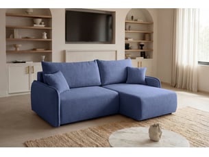 Canapé d'angle réversible convertible CASANOVA 3 places Tissu Bleu