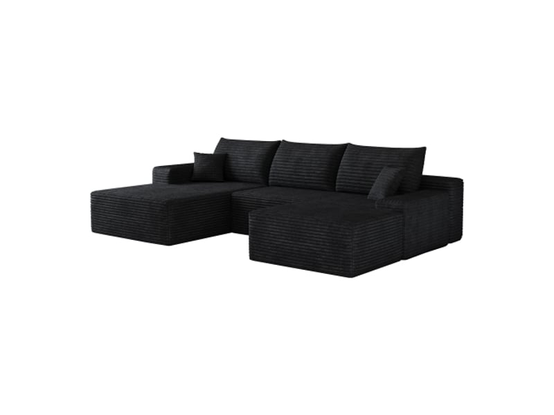 Canapé d'angle modulable noir 270 cm - chaise-longue en l, assise profonde, sans montage, salon et chambre - Conforama A