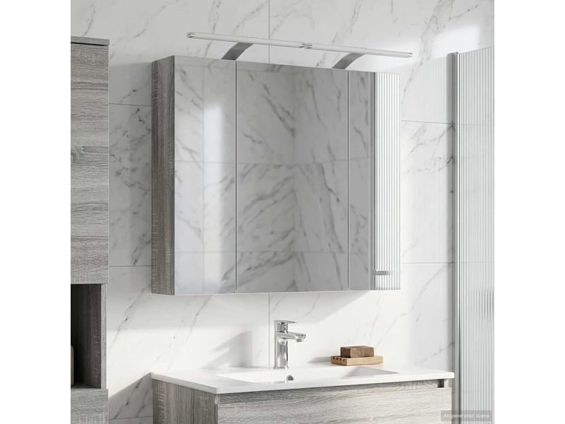 Armoire miroir salle de bain, meuble de rangement gris sonoma 80x14.5x70 cm - Conforama D