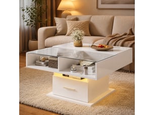 Table basse carré(e) coloris blanc LPOSPI - 78 cmx78 cm