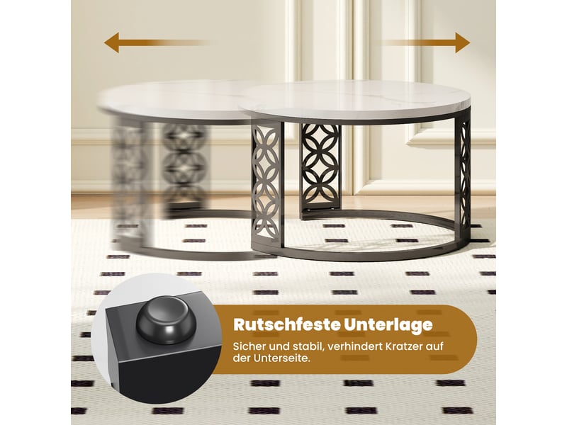  Table basse gigogne 2 pièces effet marbre noir et blanc evryae  - Conforama E