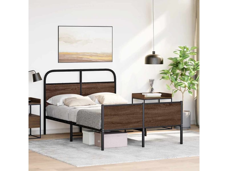  Lit double- lit adulte -  cadre de lit sans matelas 120x190 cm chêne marron  - Conforama C