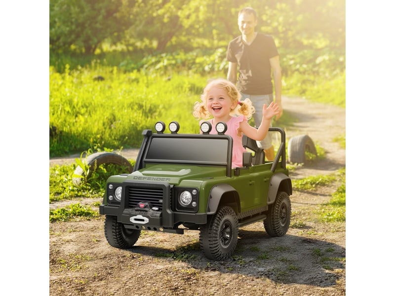  Voiture électrique pour enfants, fonctionne sur batterie 12 v, télécommande, fonction musicale, klaxon, lumières led, verte  - Conforama C