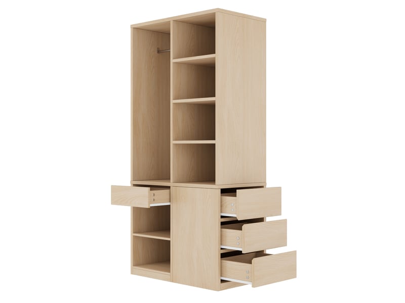 Armoir penderie avec 4 tiroirs 70x50x170 cm, bois clair - Conforama D