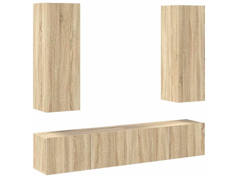  Ensemble de meubles tv 4 pcs chêne sonoma bois d'ingénierie shl38844  - Conforama A