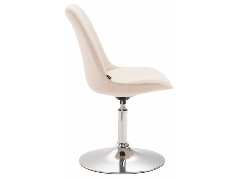 Lot de 4 chaises de salle à manger pivotante hauteur réglable en tissu crème et pied trompette en métal chromé 10_0008532  - Conforama D