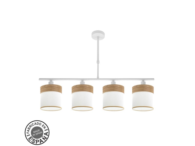  Lampe de plafond fabrilamp cloe blancbois clair 4 x e14 hauteur réglable 44-61 cm 75x14 cm 175454085 - Conforama A