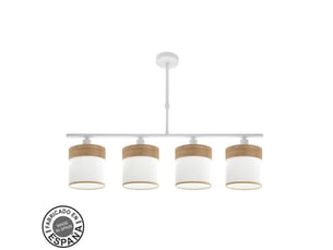 Lampe de plafond fabrilamp cloe blancbois clair 4 x e14 hauteur réglable 44-61 cm 75x14 cm