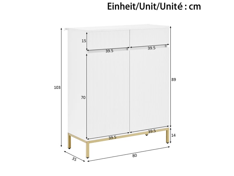  Vestiaire d’entrée avec banc, meuble à chaussures et led, 80x35x103 cm blanc  - Conforama D