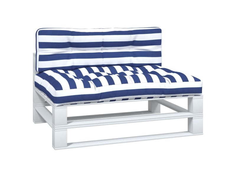  Lot de 2 coussins de palette, coussins de canapé rayures bleuesblanches tissu cf59596  - Conforama C