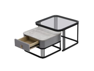 Table basse carré(e) coloris noir LPOSPI  - 60 cmx50 cm