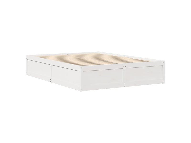  Lit double- lit adulte -  cadre de lit sans matelas blanc 140x190 cm bois de pin massif  - Conforama B