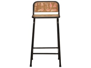 Lot de 2 tabouret de bar, chaise de bar 46x35,5x80cm bois massif récupération