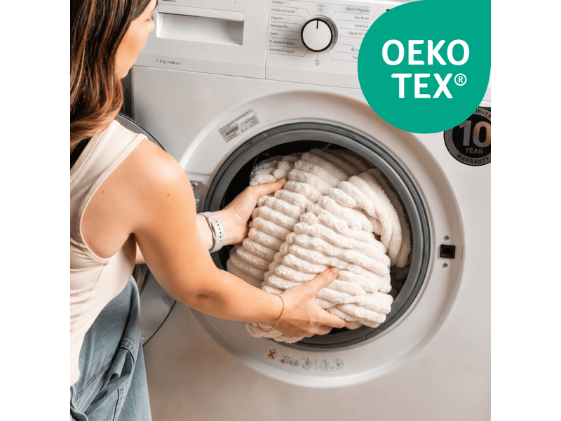 Module méridienne ou repose-pieds déhoussable pour canapé modulable velours côtelé 80x60 cm blanc cassé - Conforama E