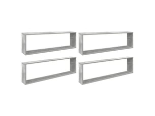 Lot de 4 étagères cube murales, armoires de rangement gris béton bois d'ingénierie cf42747