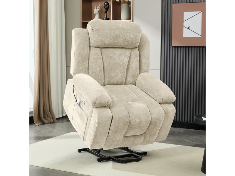 Fauteuil relax électrique,95x94x107 cm,avec massage et releveur,tissu,beige - Conforama B