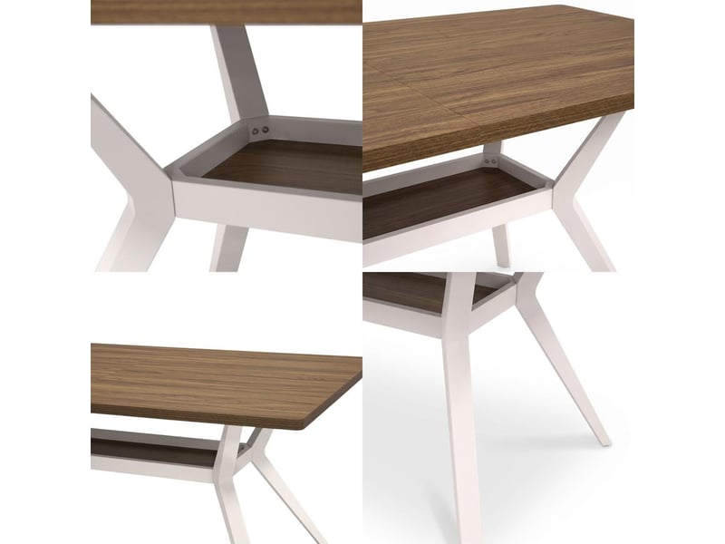  Table à manger 160cm pieds métal beige et plateau finition noyer andrea ANDREA - Conforama C