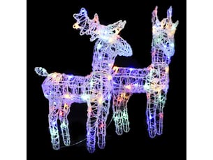 Rennes de noël 2 pcs 80 led multicolore acrylique