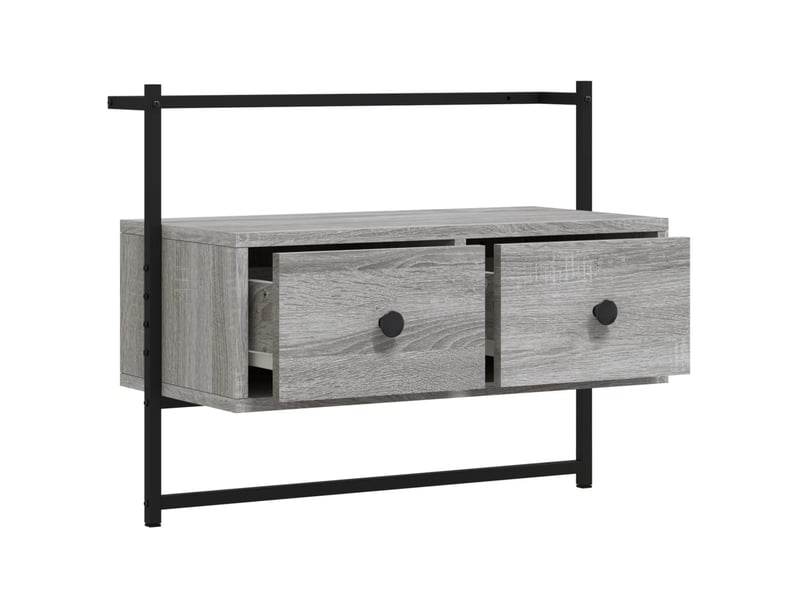  Meuble tv - banc tv - meuble de rangement mural sonoma gris 60,5x30x51 cm bois d'ingénierie  - Conforama E