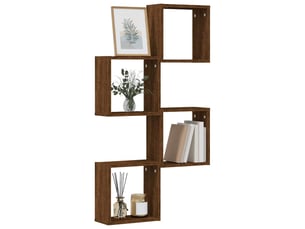 Lot de 4 étagères murales cube, étagères suspendues chêne marron 30x15x30cm cf43316