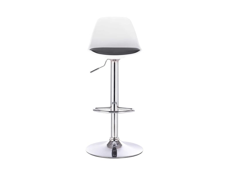  Lot de 2 tabourets de bar réglables pivotants, assise simili cuir avec coussin et dossier SIG blanc noir  - Conforama E