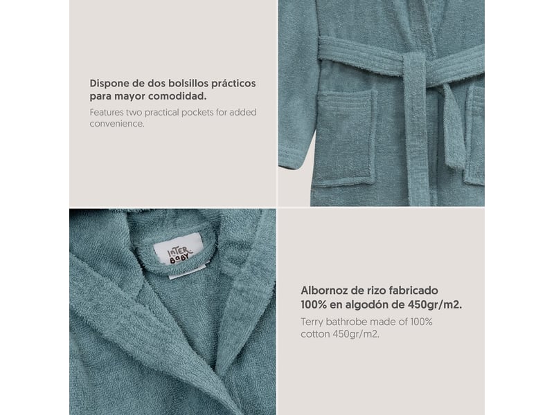  Peignoir de bain enfant interbaby taille 10-12 ans - bleu - coton éponge, boîte cadeau 00516-T10-12-01 - Conforama B