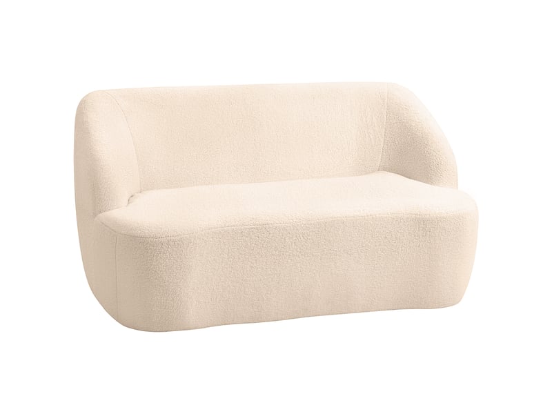 Canapé 2 places canapé en tissu bouclette 142 cm avec dossier et assise incurvés, beige, aucun assemblage requis - Conforama B
