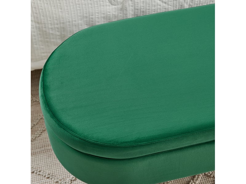  Banquette de rangement 110x40x42 cm vert foncé en velours, coffre 20 l avec couvercle hydraulique  - Conforama E