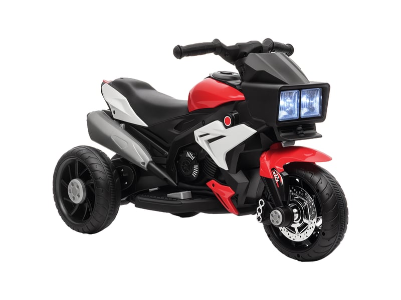  Moto électrique pour enfants de 3 à 5 ans (max. 25 kg) avec 3 roues, lumières et sons, batterie 6 v, rouge, 86 x 42 x 52 cm  - Conforama A