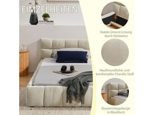 Lit simple 90x200 cm <strong></strong>  <strong>Beige</strong> coloris beige