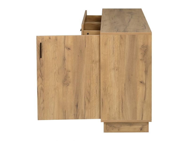 Buffet bas 140x35x75 cm naturel avec 6 tiroirs, 1 porte, led Fay Lum - Conforama E