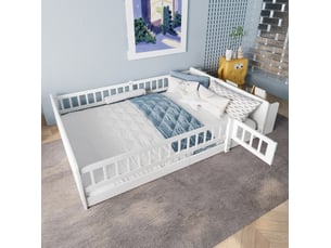 Lit avec rangement 140x200 cm <strong></strong>  <strong></strong> coloris blanc
