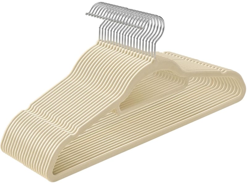  Lot de 20 cintres en velours antidérapants gain de place 43,5 x 0,6 x 22,5 cm pour manteaux chemises robes beige 12_0009339  - Conforama A