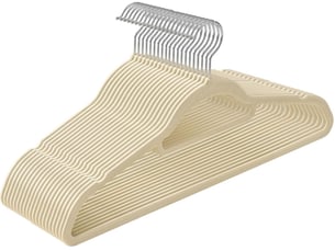 Lot de 20 cintres en velours antidérapants gain de place 43,5 x 0,6 x 22,5 cm pour manteaux chemises robes beige 12_0009339