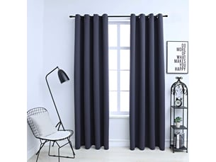 Lot de 2 rideaux occultants, rideaux black-out avec anneaux métal anthracite 140x225cm cf44858