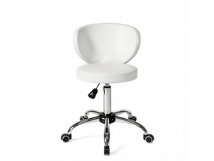 Tabouret à roulettes,45x54x73-88 cm,avec dossier réglable,pu,blanc