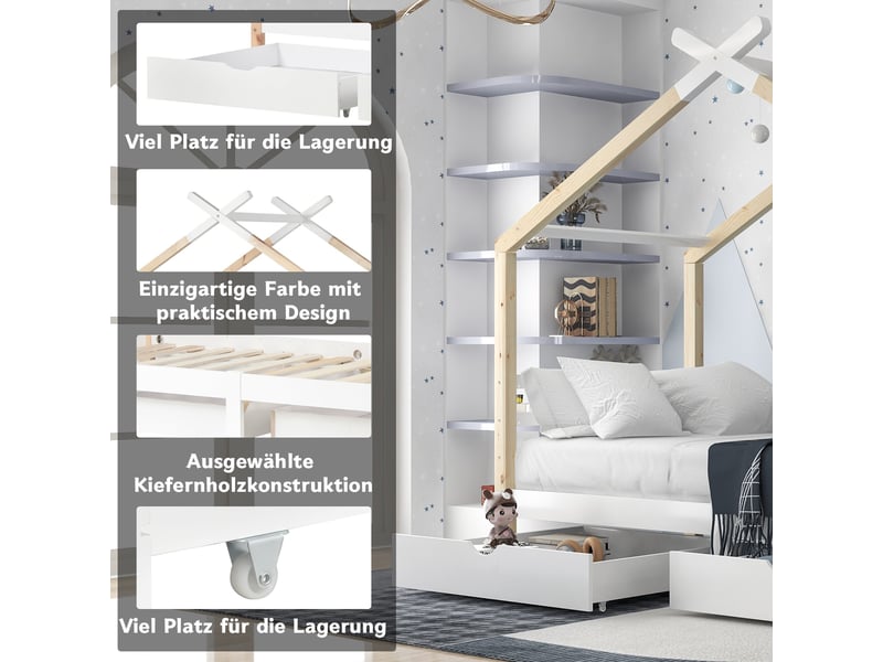 Lit cabane enfant dimensions 90x200 cm hauteur 183 cm poids max 120 kg livraison deux colis montage requis - Conforama D