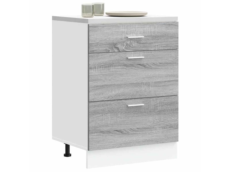 Meuble de rangement, meuble bas de cuisine lyon gris sonoma bois d'ingénierie  - Conforama B